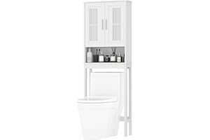 YITAHOME Bathroom Shelf for Over the Toilet, Toilet Cabinet, Bathroom Storage Shelf with Adjustable Shelves, Easy Assembly, 60 x 20 x 170 cm, White