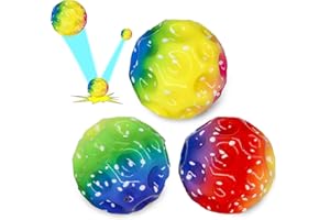 Amebleak 3 Stück Astro Jump Ball Space Balls Planeten Hüpfbälle Hohe Springender Gummiball Sprünge Gummiball Mini Bouncing Ball Toy Loch-Ball für Kinder Party Gift
