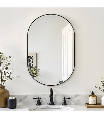 Wall Mounted Corner Mirror, Oval Bathroom Mirror With