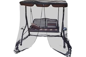 JAWSEU Moskitonetz mit Reißverschluss für Hollywoodschaukel, Gartenschaukel Sitzpolster Sonnendach Moskitonetz, 3-Sitzer Hollywoodschaukel Bildschirmabdeckung