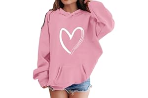 SoLu DAY8 Kids Girls Sweatshirt Hoodie Age 3-10 Years Trendy Girls School Blouse Pullover Hoody Long Sleeve Winter Oversized Cartoon Cute Casual Sports Sweater