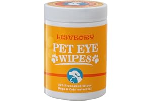 Lisveory 220 Dog Eye Wipes Biodegradable textured pre-soaked Dog Wipes - Hypoallergenic Cleaning For Dogs and Cats - Jojoba Oi Remove Tear Stains, Dog Eye Crust & Eye Discharge