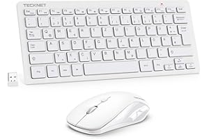‎TECKNET TECKNET Wireless Keyboard Mouse Set, German QWERTZ Layout, 2.4 GHz Wireless Mini Keyboard Mouse, 15 m Range Connection, Wireless Quiet Wireless Keyboard with Mouse for PC, Laptop, Smart TV, White