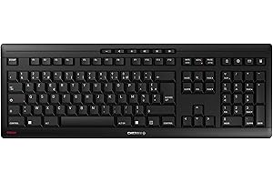 CHERRY STREAM KEYBOARD WIRELESS, Clavier sans fil, disposition française (AZERTY), Connexion radio 2,4 GHz, Touches silencieuses, Design plat, Alimenté par batterie, Noir