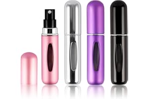 Taekooki 4 Stück 5ml Parfümzerstäuber, Nachfüllbare Parfüm Zerstäuber, Mini Reisen Portable Leer, für Handtasche, Reisen, Ferien, Flugreisen