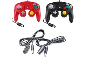 DARLINGTON & Sohns - 2 controller nero e rosso + prolunga per controller Nintendo Game Cube, colore: Nero