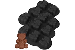 YXHZVON 2 Pièces Moule en Silicone Oursons, 3D Moule Gateau Enfant, 7 Cavités Ustensiles à Pâtisserie pour Muffins, Guimauve, Gâteau au Chocolat(Noir)
