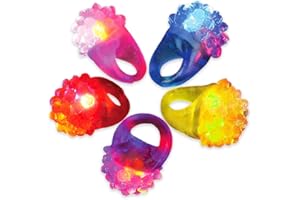 NOVELTY PLACE Flashing LED Bumpy Jelly Ring, Glow in Dark Light-Up Ring Party Toys for Kid and Adult (12 Pack)