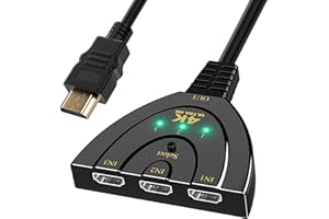 SELURK Switch HDMI 4K, Sdoppiatore HDMI 3 in 1 Out, Splitter HD MI Automatico/Manuale, Supporta 4K/3D/UHD/1080P, HD MI Hub Switch per X-box, PS5/4/3, Blu-Ray, Fire-stick, HDTV, App-le TV, Monitor Proiettori