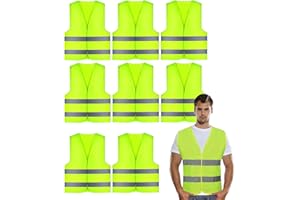 SALADOCY Gilet Ad Alta visibilità,8 Giubbotti di Sicurezza Antiforatura, per Cantiere, Conducenti,Addetti alla Pulizia,Assistenza Stradale e Altro Ancora
