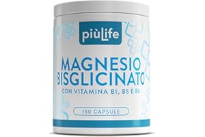 +LIFE Magnesio Bisglicinato Capsule PiùLife, 300mg Con Vitamina B6, B1, B5, Organico – come Integratore Magnesio Glicinato ad Alta Biodisponibilità – Muscoli, Ossa, Sistema Nervoso, Stress e Stanchezza