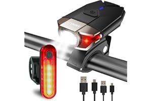 ITSHINY Światło rowerowe, światła rowerowe USB, zestaw do wielokrotnego ładowania, LED, przednie światło rowerowe i tylne światło, kombinacje reflektorów tylnych, wodoodporne, super jasne