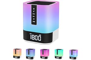 WamGra Lampada Bluetooth Altoparlante, Sveglia da Comodino, 5 in 1 Dimmable RGB Lampada da Comodino, Sveglia Bambini, Idee Regalo Donna Compleanno, Regalo Ragazza Ragazzo, Regalo Natale