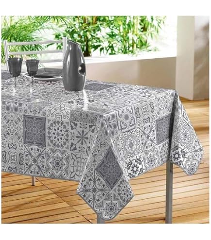 GEMITEX Nappe Tradition, Molletonnée, Cirée, Imperméable Et Anti-Taches, Décoration 4140 Provence Lavande, Idéale Pour Les Tables Rectangulaires De 10/12 Personnes, 140 X 240 Cm, Fabriquée En Italie