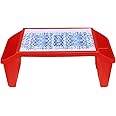 Multi-Purpose Lap Desk Laptop Stand Portable Plastic Pixel Design Study Table for Kids Read Eat Watch Movie on Couch/Sofa or Floor Coffee Serving Tray Breakfast in Bed Table with Storage Space (Red)