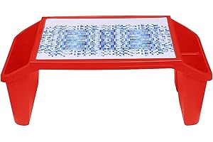 JMS we create smile Multi Purpose Travel Tray, Large Student Desk, Portable Children Activity Table, Indoor & Outdoor Multifunctional Activity Tray for Kids Toddlers (Red)