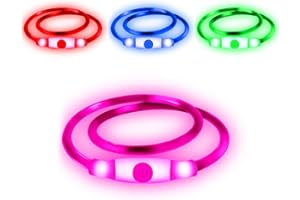 COZIHOM LED Leuchthalsband Hundehalsband Aufladbar, 3 Modi Wasserdicht Halsband Hund, Leuchtband Hund Halsband Längenverstellbareres Super Helle Kalsband Katze und Hunde