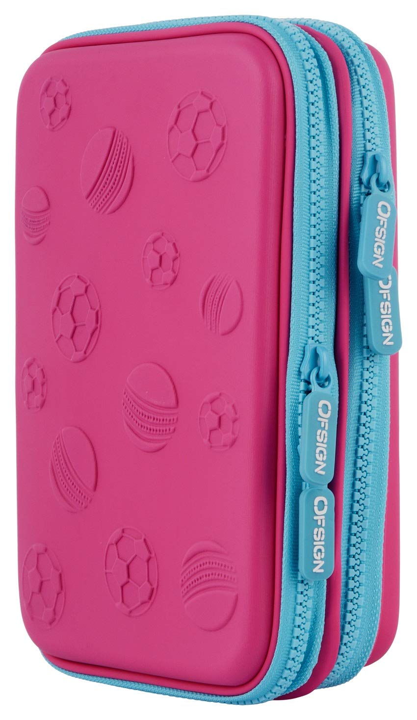 Ofsign Sports Dual Layer Pencil Case for Boys â Multi-Use Pencil Box for Girls with Mesh Pocket, Stationery Items Organizer, Large Capacity Pencil Pouch (Football Art, Pink) - Image 3