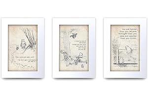 HWC Trading Winnie The Pooh Set Di 3 X Senza Cornisa A4 Stampato Cita Imprimir Regalos De La Ducha del Cuarto De Niños del Bebé Desde La Pantalla New Born Habitaciones Impressioni Regali Imagen