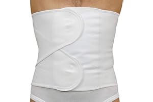 MANIFATTURA BERNINA Sana 55101 - Ceinture Tour de Taille Bande Abdominale Post-opératoire Ajustable élastique en Coton Hauteur 28 cm Double Fermeture autoagrippante réglable et attelles Lateral