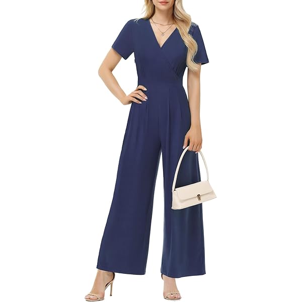 Ticticlily Jumpsuit Damen Sommer - Lang Ärmellos Weite Beine Overall Latzhose
