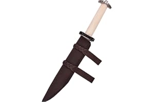 ‎BATTLE-MERCHANT Battle-Merchant Mittelalter echtes Kurzsax mit Knochengriff und Scheide aus Leder | Wikinger echt für Erwachsene - Ab 18 Jahren