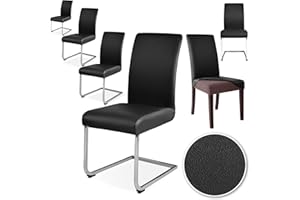 ‎ALISHOMTLL Alishomtll Stretch PU Stuhlhussen 6er Set Kunstleder Stuhlbezug Schwingstuhl wasserdicht Elastische Esszimmer Universell Waschbarer Stuhlbezüge für Küche Restaurant Hotel Hochzeit (Schwarz, 6 Stück)