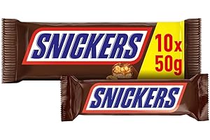 Snickers Snickers Chocolate Bars with Peanut and Caramel - Pack of 10 Bars - 500 g