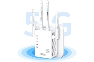 GUBBETT 2024 Neuestes WLAN Verstärker WLAN Repeater 1200Mbit/s, Dualband 5GHz & 2.4GHz WiFi Repeater Unterstützung WPS, WiFi Booster Kompatibel Allen WLAN Geräten