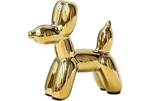 PIGPIGFLY Gold Balloon Dog Sculpture,Creative Cute Animal Crafts Figurine Balloon Dog Shaped Statue，Home Store Decoration,Modern Living Room Ornaments