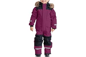 Schneeanzug Kinder Unisex Skianzug Verdickt Warm Skioverall Winter Warme Skianzüge mit Kapuze Schneeoverall Wasserdicht Winddicht Winteranzug Outdoor Thermo Schneeanzüge Mädchen Einteiliges