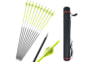 ‎SHARROW SHARROW 12 Stück Carbonpfeile 30 Zoll Jagdpfeile Pfeile für Bogen Bogenpfeile Spine 500 mit Pfeil Köcher für Recurvebogen und Compoundbögen