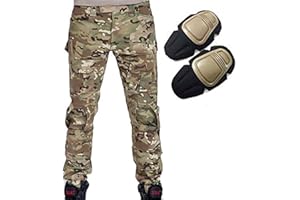 H Welt EU Pantalon militaire pour homme, pantalon avec genouillères pour jeux de stratégie, airsoft, paintball, tir, combat