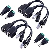 GeeekPi 2 Pair Passive Power over Ethernet RJ45 PoE Adapter Injector + Splitter Cable Kit with 2.1x 5.5mm DC Power Adaptor Co