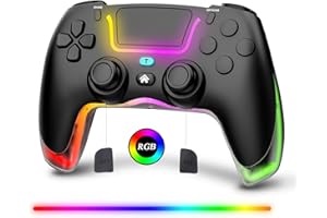 Yeerain Manette pour PS4, Gamepad Contrôleur sans Fil Manettes, Double Vibration/Turbo/Pavé Tactile/Gyroscope à 6 Axes, 3.5mm Audio Jack, Bluetooth Gamepad de Jeux Joystick pour PS4/Pro/Slim
