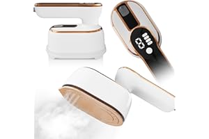 ZStarlite Upgraded - Travel Steamer for Clothes - LED Display & 3+1 Level Steam, Portable Handheld Steamer, Foldable Travel Iron Mini Steam Iron with Ironing Gloves for Travel Home College Dorm(White)