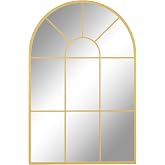 HOMCOM Decorative Wall Mirror Window 60 x 91 cm Gold | Metal Window Mirror, Living Room Bedroom Entrance, Modern Style
