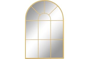 HOMCOM Specchio da Parete Moderno ad Arco, Specchio Camera da Letto a Muro con Cornice e Ganci, per Soggiorno e Ingresso, in Vetro e Metallo, 91x60 cm, Oro