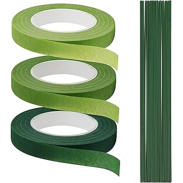 2 Rollen 1,27cmx20m Bloementape Groen, Waterdichte Bloemistentape voor Het Inpakken van Stengels Plantenarrangementtape voor Kunstmatige en Verse Bloemen Boeketten Vazen Krans Handwerk