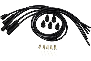 YUCHENSHLP Universal Black 8mm High Performance Silicone Sparkplug leads HT Leads fits for 4 Cylinder Classic Cars