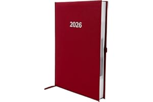 ADINA Buchkalender Chefplaner A5 1 Tag 1 Seite auch sonntags (2026 rot-metallic)