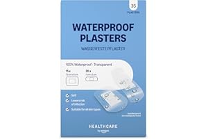 Healthcare By Amazon Waterproof Plasters (Transparent "Second Skin" High Protection), 35 Count (20pc 7 x 2cm, 15pc 5 x 7.5cm), One Size (Previously a Amazon Basic Care brand, same product)