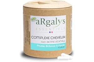 Complément Alimentaire Cheveux | Biotine BIO Vitamine B8 | Pousse Croissance Brillance | Anti Chute | Millet, Zinc, Levure de Bière | Peau et Ongles | Vegan - Fabrication Française | Argalys