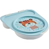Flybee 3 Compartment Patterned Baby Food & Dinner Plate, Fork & Spoon Set