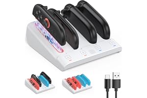 [𝐒𝐰𝐢𝐭𝐜𝐡 𝟏/𝟐 𝐆𝐞𝐞𝐢𝐠𝐧𝐞𝐭] Kinwin Ladestation für Nintendo Switch 2/1/OLED für Joycon, magnetische Controller ladestation mit Ladeanzeige, ladegerät Zubehör für Switch 2 Konsole