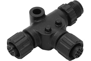 TONYSA NMEA 2000 Tee Adapter, 3 Port 5Pin M12 Thread NMEA2000 T Type Connector M12 Splitter Plug Support for Cconnecting Additional Displays, Sensors or Other Devices