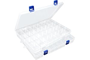 DUOFIRE Aufbewahrungsbox aus Kunststoff für Ohrringe, Werkzeug Big size-34 grids White X2