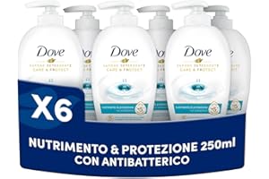 Dove, Sapone Liquido Mani Nutrimento e Protezione, Sapone Detergente Mani Idratante, Rimuove con Efficacia Sporco e Batteri, con +5 Agenti Idratanti, Formula 99% Biodegradabile, 6 pezzi da 250ml