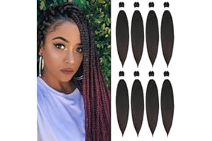 X-Tress 8 pièces Tresse Africaine Cheveux Rouge Léger 60cm Twist Hair Knotless Braids Extension de Cheveux pour Femme Long Tissage Mèche Pré étiré Bouclé Naturel (#T1B/99J)