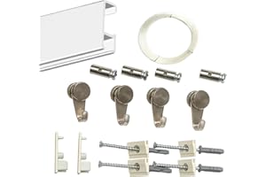 MARCS ARIAS SL Pack Basic RM para Colgar Cuadros | Barra Guía de 150 cm de Aluminio Blanco | 4 Ganchos Nylon hasta 15 kg | Soporta 35 kg/ml | Incluye Tacos y Tornillos